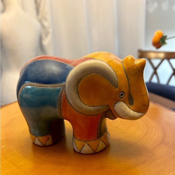 Raku African elephant vintage pottery - Picture 4 of 7